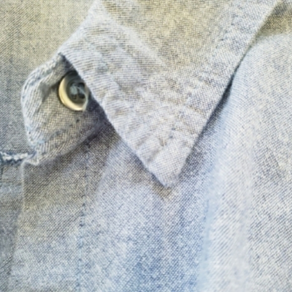 𝅺JAQULINE Denim Look Shirt Dress/Tunic‎ Pocket Front Long Sleeve Womens Size XL - Picture 6 of 12